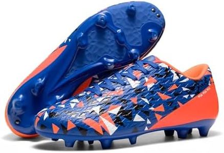 DREAM PAIRS Men's Soccer Cleats Adult Football Shoes Lace-Up Firm Groud Athletic Outdoor Trainning Soccer Shoes,Size 13,Orange/Royal Blue,SDSO26001M