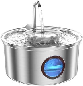 puppyspout 108oz/3.2L Stainless Steel Cat Water Fountain, Ultra-Quiet Pet Water Dispenser with Visible Window, Wide Water Bowl for Whisker Fatigue, Dishwasher Safe Easy Clean for Cats and Small Dogs