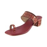 Metro Women Maroon Ethnicwear Block Heel Sandal UK/5 EU/38 (35-321)