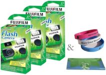 Fujifilm QuickSnap Flash 400 Disposable 35mm Camera Plus a Bonus Eco-Friendly Silicone Wrist Band and a Microfiber Cleaning Cloth (3 Pack)