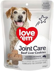love'em Beef Liver Treats, Cookies 250g - Natural Dog Treats with Glucosamine & Chondroitin, Supports Joint Health & Mobility