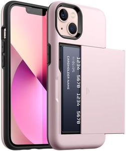 JETech Wallet Case for iPhone 13 6.1-Inch with Card Holder, Dual Layer Shockproof Protective Phone Cover, Sliding Hidden Slot (Pink)