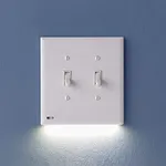 2 Pack - SnapPower SwitchLight [for Double-Gang Light Switches] - Light Switch Wall Plate with Built-in LED Night Lights - Bright/Dim/Off Options - Auto On/Off Sensor - (Toggle, White)