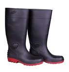 Hilson Safety Gumboots Dragon-512 (with steel toe) Black/Red 15" height (Size 10)