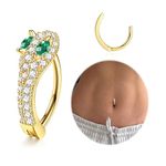 Milacolato 14K Gold Plated Belly Button Rings for Women 316L Surgical Steel Clicker Belly Rings CZ Snake Flower Curved Reverse Navel Rings Belly Piercing Jewelry Barbell 14G Snake