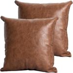 TOMWISH Artificial Leather Pillow Case 18X18 Inch Set of 2 Brown Decorative Modern Throw Pillow Covers for Bedroom Living Room Sofa Car Cushion Cover