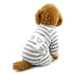 SMALLLEE_LUCKY_STORE Pet Jumpsuit Fashion Suitcase for Boy Girl Doggy Clothes with White Stripes, Medium, Grey