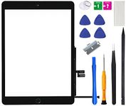 for iPad 7 7th / 8 8th Gen Screen Replacement Digitizer 2019/2020 10.2 Inch Touch Glass, for 7th or 8th Generation A2197 A2198 A2200, A2270 A2428 A2429 A2430 with Home Button, Repair Kit (Black)