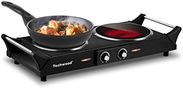 Hot Plate, Techwood 1800W Double Infrared Ceramic Electric Stove for Cooking, Dual Control Cooktop Burner, Portable Anti-scald handles Suitable for RV/Home/Camp, Compatible for All Cookwares