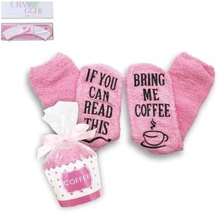 CHANGGER If You Can Read This Bring Me Coffee Fuzzy Funny Saying Crew Socks christmas Unisex Gift (One Size, Bring me coffee S)