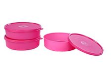 Signoraware Classic Round Big Lunch Box Set, 800ml, Set of 3, Pink