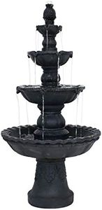 Sunnydaze 4-Tier Pineapple Outdoor Water Fountain for The Patio, Yard, or Garden - 52-Inch H - Black