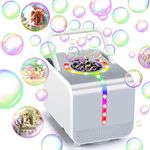 Bubble Machine, Automatic Bubble Blower with LED Lights, 20000+ Bubbles Per Minute Bubbles for Kids, Portable Bubble Maker Operated by Plug in or Batteries for Indoor Outdoor Birthday Party