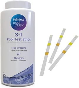 Palintest Present the Premium 3 In 1 Pool and Spa Test Strips for Testing Hot Tub, tubs, pools and water, Chemicals Tests For Chlorine, PH and Alkalinity (3 In 1 - 50 Test Strips)