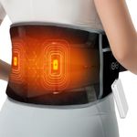 Comfytemp Cordless Heat Pad with Massager for Back, Portable Heated Warmer for Lower Back with Dual Adjustable Straps, Waist Belt for Period, 3 Heating Levels with 30mins Auto-Off