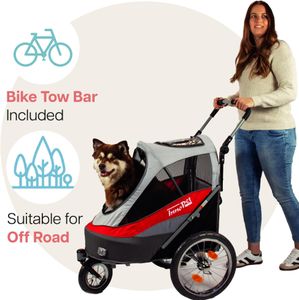 InnoPet Sporty Dog Trailer – Red Pet Stroller and Bike Carrier