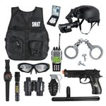 RedCrab Kids SWAT Police Costumes Set, Officer Pretend Deluxe Set Uniform Outfit Role-playing Toys, Halloween Christmas Gift for Boys Costumes, SWAT Police Gear for Kids Dress Up