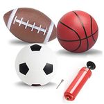 Soccer Basketball Football Small Sports Bouncy Balls with Hand Pump for Kids and Toddlers - (Pack of 3) 6-Inch Diameter Rubber Sport Ball Set for Fun Outdoors and Backyard Play