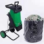 Electric Garden Shredder Portable Chipping Width Collection Bag, Double Sided Blade System, Auto Shut-Off