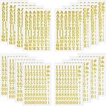 1408 Pieces Iron on Letters and Numbers 0.75 Inch Heat Transfer Letters Numbers Adhesive Letters Applique DIY Fabric Vinyl Alphabets for Clothing Printing Crafts Decorations, 16 Sheets (Gold)