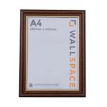 Wall Space A4 Brown Frame with Gold Inset | Traditional Mahogany A4 Certificate Frame | Brown and Gold Line A4 Photo Frame | A4 Dark Wood Photo Frames with REAL GLASS | Brown Wood Certificate Frame A4