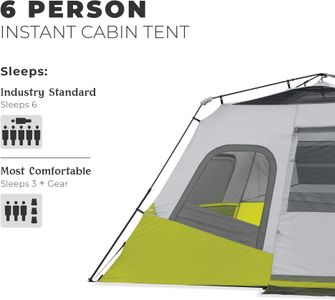 CORE 6-Person Instant Cabin Tent – Large Pop Up, 60s Setup, Organizer