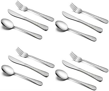 12-Piece Toddler Kids Silverware Set, HaWare Stainless Steel Hammered Flatware Cutlery, Children Tableware Includes 4 Spoons 4 Forks 4 Butter Knives, Ideal for Preschooler, Dishwasher Safe