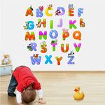 DREAM DECALS™ Alphabets for Baby Room Decor Kids Room Decor, Hall Decor, Living Room Decor, Drawing Room Aplhabert ABCD Cartoon Wall Sticker - Multicolour