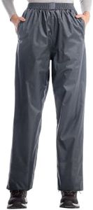 iCreek Women's Rain Pants Waterproof Breathable Lightweight Rain Over Pants (Grey, Medium Tall)