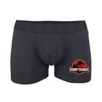 SmartyPants Daddysaurus Mens Black Boxers - Father's Day Dad Daddy Father Husband Dinosaur Jurassic T-Rex Film Cinema Movie Gift Present (Medium, Black Prime)