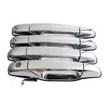 Nakuuly Exterior Chrome Door Handle 4 PCS Front Rear Driver & Passenger Compatible with 2007-2014 Cadillac Escalade Chevy Avalanche Silverado Suburban GMC Sierra Yukon OE # 22738722 22738721 20828258