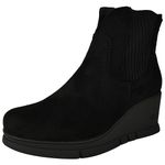 LoudLook Ladies Faux Suede Wedge Heel Zip Comfy Platform Winter Warm Chelsea Ankle Boots Size Black Suede 7