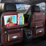 ASENDIWAY Backseat Car Organizer, Car Back Seat Organizers and Storage with Tablet Holder Kick Mats Back Seat Protectors for Kids with Foldable Tablet Tray Travel Accessories