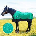 Waterproof and Breathable Horse Sheet|Horse Blankets for Real Horses|Adjustable with Tail Rainy Day Choices for Horses(78", Green)