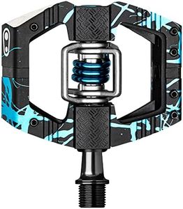 Crankbrothers Mallet E Mountain Bike Pedals - Blue Splatter Collection - MTB Enduro Optimized Platform - Clip-in System Pair of Bicycle Mountain Bike Pedals (Cleats Included)