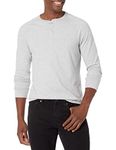Amazon Essentials Men's Slim-Fit Long-Sleeve Henley Shirt, Light Grey Heather, Medium