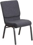 Flash Furniture HERCULES Series 18.5''W Stacking Church Chair in Dark Gray Fabric - Silver Vein Frame