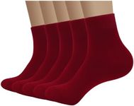 SERISIMPLE Viscose Bamboo Men sock Breathable Sock Quarter Thin Ankle High Sock Comfort Cool soft Sock 5 Pairs (US, Alpha, X-Large, Regular, Regular, Red)