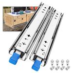 SHUHANG 1 Pair 205 lb Load Capacity Heavy Duty Locking Drawer Slides 12 14 16 18 20 22 24 26 28 30 32 34 36 38 40 Inch Full Extension Ball Bearing Side Mount Rail with Lock Industrial Tool Box Runner