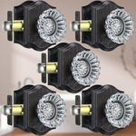 Calzibeno 5 Pack Crystal Door Knobs Interior with Lock, Oil Rubbed Bronze Glass Door Knobs Vintage, Bronze Crystal Glass Doorknobs for Interior Bedroom Bathroom Doors Privacy Use