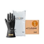 Ansell ActivArmr Electrician Work Gloves, Electrical Protection Class 00 (500V), Insulating Natural Rubber Latex Gloves, Industrial Safety PPE, 11 Inches, Black, Size XL (1 Pair)
