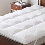 LeWinBedding 3 Inch White Goose Feather Mattress Topper,King Feather Bed Topper,Mattress Cover with Straps,Ultra Soft Pillowtop,100% Organic Cotton Fabric(78”x80”)