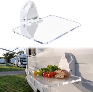 Suction Cup Foldable Acrylic Table, No Drill Removable Floating Suction Mount Tray, Multi‑Purpose RV Table for Indoor & Outdoor, Food Prep Board, Laptop Stand Storage Shelf for Camping Overlanding