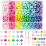 900Pcs Candy Color Acrylic Heart Beads Star Beads Smiley Face Bead Assorted Plastic Pastel Beads Cute Beads Circle Loose Spacer Beads Bulk for Bracelets Jewelry Making DIY Crafts Necklace Phone Charm