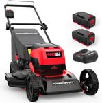 PowerSmart 40V 17" Cordless Lawn Mower, 3-in-1 Brushless Push Lawn Mower with 2 x 4.0Ah Battery & Charge