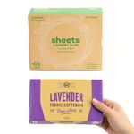 50 Laundry Detergent Sheets, 40 Fabric Softener Dryer Sheets Plastic Free Compostable Dryer Sheet (Fresh Linen, Lavender Dryer Sheets)