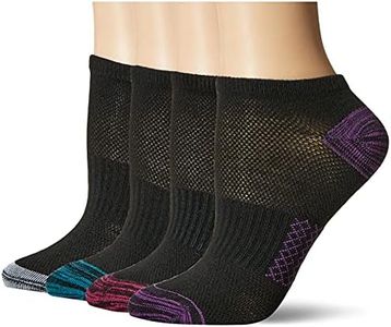 Hanes womens Hanes Women's 6-pair Lightweight Breathable Ventilation No Show Casual Sock, Black/Grey Accent Design, 8 US