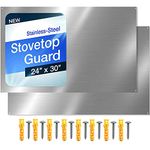 (2 Pack)24" x 30" Reversible Metal Backsplash Matching screws | Compatible with Broan-NuTone SP3004 - Ultra Flat and Flushed Metal Panel Splatter Guard for Stovetop Easy Installation