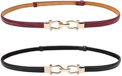 JASGOOD Leather Skinny Women Belt Ladies Thin Waist Belts Plus Size Adjustable for Jeans Pants Dresses with Metal Buckle