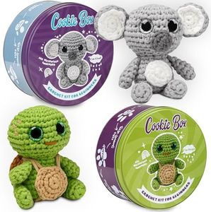 Cookie Box Crochet Kits for Beginners - Tutrle Hugo, Koala Coal - Bundle
